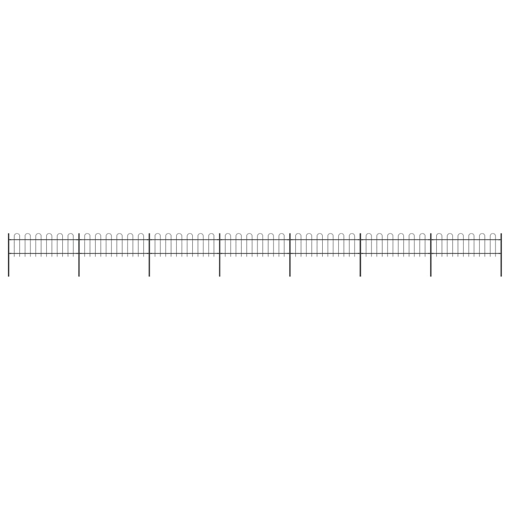 vidaXL Garden Fence Patio Privacy Screen Fence Wall with Hoop Top Steel Black