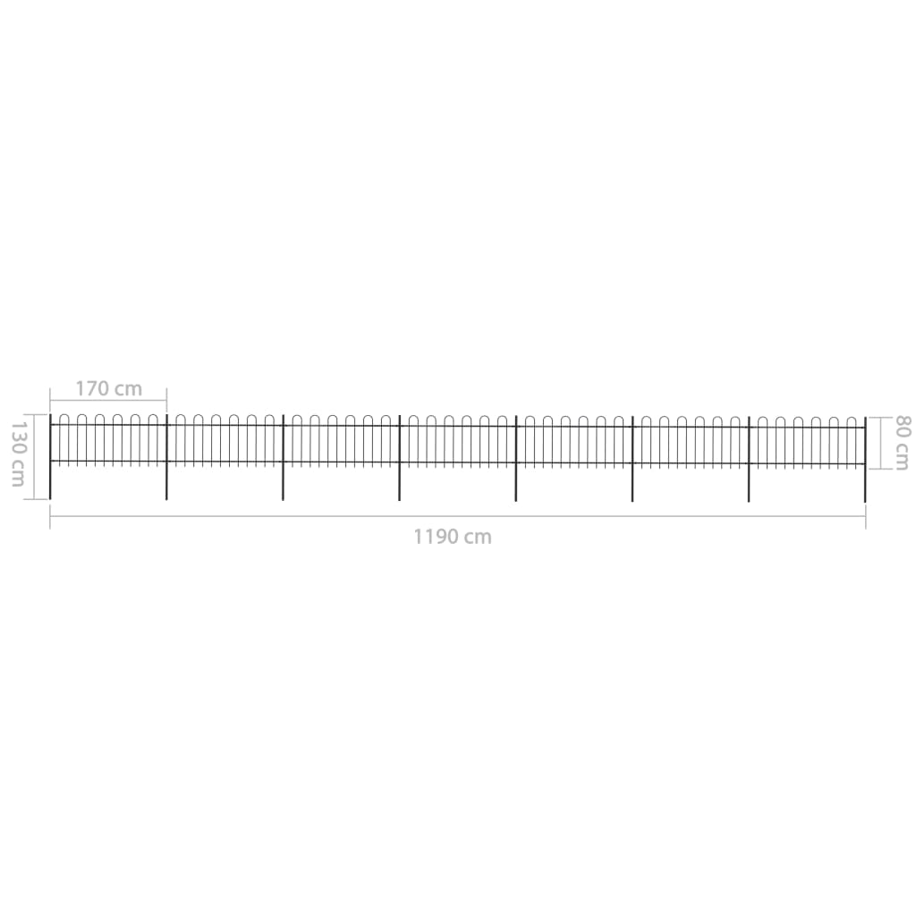 vidaXL Garden Fence Patio Privacy Screen Fence Wall with Hoop Top Steel Black
