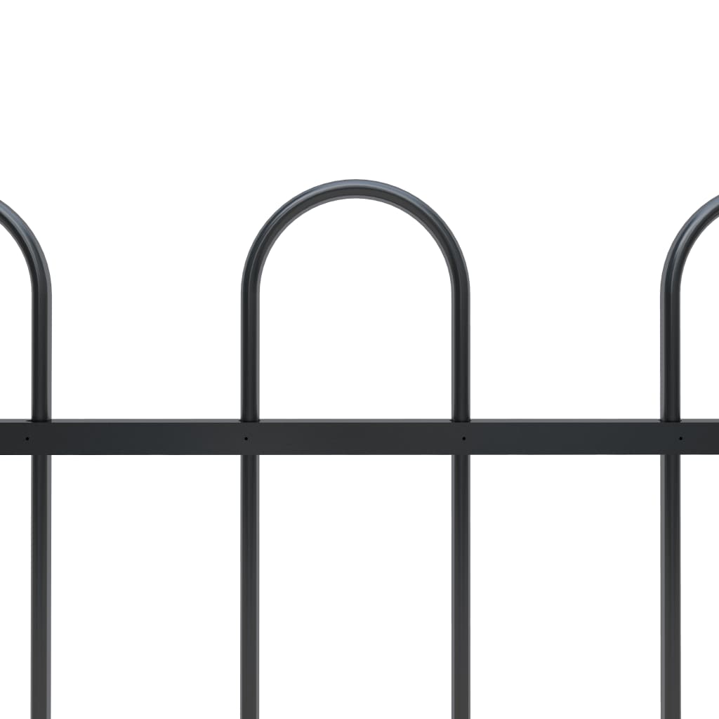 vidaXL Garden Fence Patio Privacy Screen Fence Wall with Hoop Top Steel Black