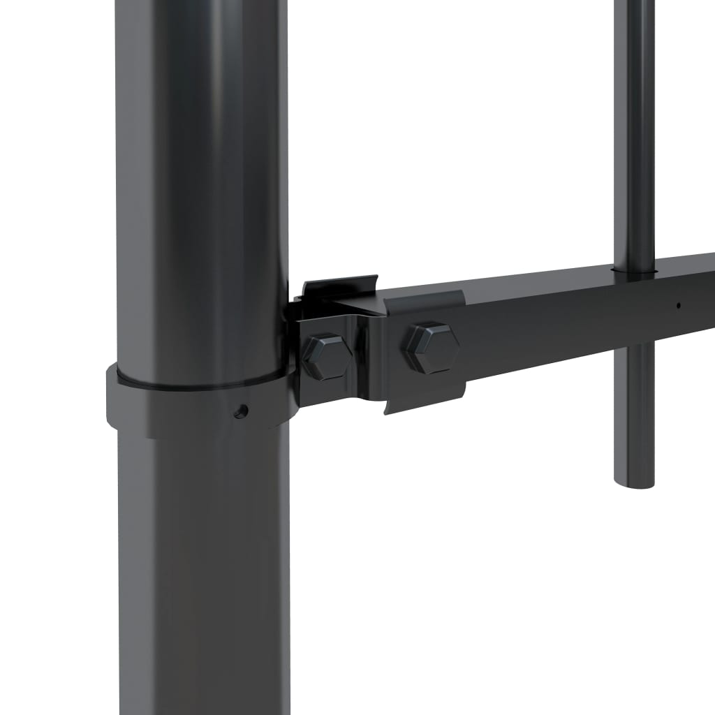 vidaXL Garden Fence Patio Privacy Screen Fence Wall with Hoop Top Steel Black