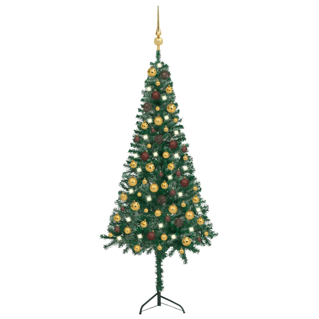 vidaXL Artificial Christmas Tree Corner Christmas Tree with LEDs and Ball PVC
