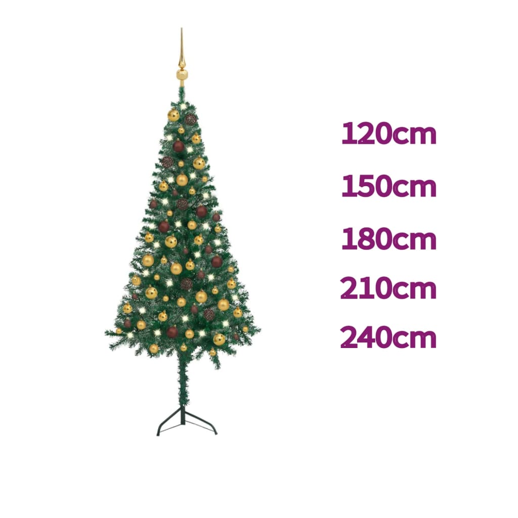 vidaXL Artificial Christmas Tree Corner Christmas Tree with LEDs and Ball PVC